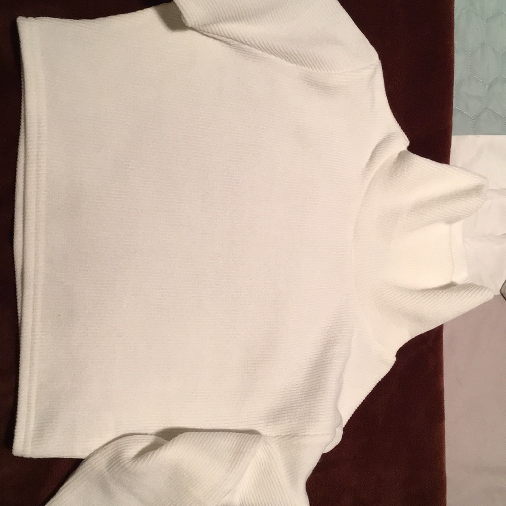 White Crop Top Turtle Neck